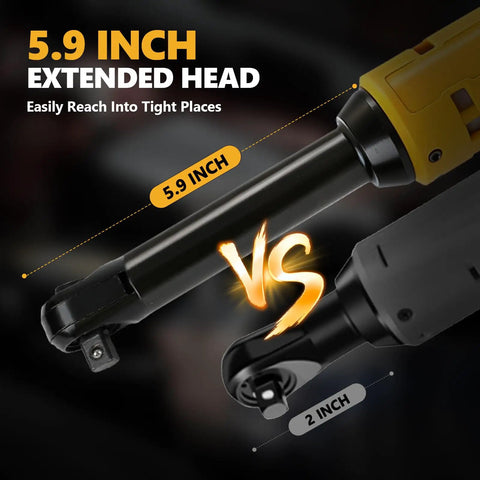 Comparison of 5.9 inch extended head vs 2 inch head on brushless ratchet wrench