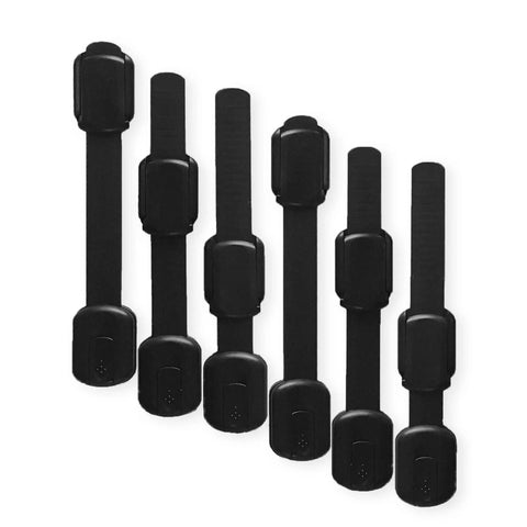 Adjustable And Reusable Kid Proof Cabinet Locks And Latches For Cabinets Doors Drawers Toilet And Fridge With Easy Install Adhesive Pads Pack Of 6 Black For Quick Strong Long Lasting Childproofing At Home, six black locks