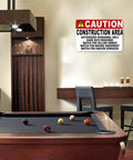Aluminum Construction Area Sign 8x12in Authorized Personnel Only Hard Hats Required on wall near pool table in modern room