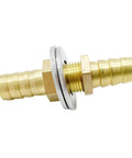 Brass Five Sixteenth Inch Hose Barb Bulkhead Fitting Thru Bulk Straight Adapter with visible hexagonal joints
