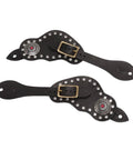 Dope Vintage Style Cow Leather Rhinestone Spur Strap With Adjustable Metal Buckle for Horse Riding Gear, close-up detail
