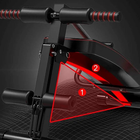 Close-up of adjustable weight bench steel frame showing multi angle back pad for home gym use.