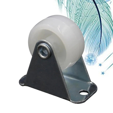 White Plate Caster Wheels PP Nylon 12 Pcs Inch for Furniture, close-up of caster on metal plate for smooth rolling.