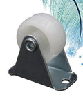 12 Pcs White PP Nylon Furniture Caster Wheels 1 Inch, close-up of single wheel with metal bracket for easy mounting.