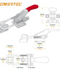 Heavy Duty Toggle Clamp With Adjustable U Bolt, 400 Lbs Holding Capacity, Anti Slip Hand Grip, Included U Bolt 40323 dimensions