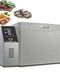 Commercial Digital Electric Nut And Coffee Bean Roaster Machine Featuring Adjustable Temperature Knobs And 220V Outlet Power for roasting nuts and coffee.