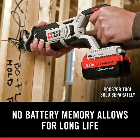 Real Deal 20V Max 4 Ah Lithium Ion Battery Plus Rapid Charger Starter Kit featuring a tool in use on wooden beams.
