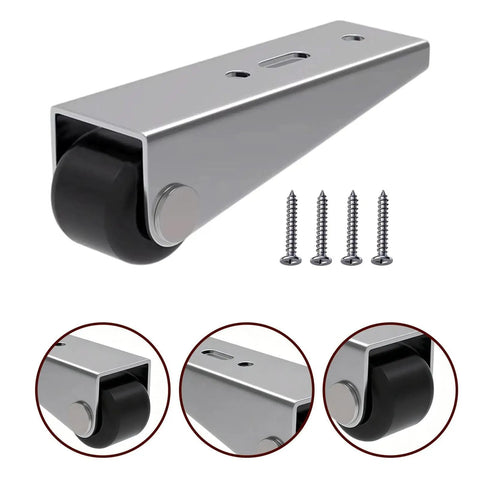 Heavy Duty Door Support Wheels 2 Pack Quiet Rubber Rollers For Sliding Closet Patio And Screen Doors Anti Sag High Load Track Quick Change Smooth As Butter with screws and roller detail.