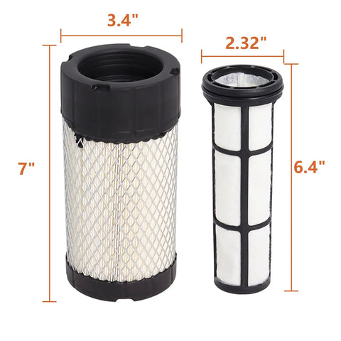 Outer and inner air filters from All In One Five-Piece Filter Service Kit for Mini Track Loaders MT52 MT55 MT85 MT100