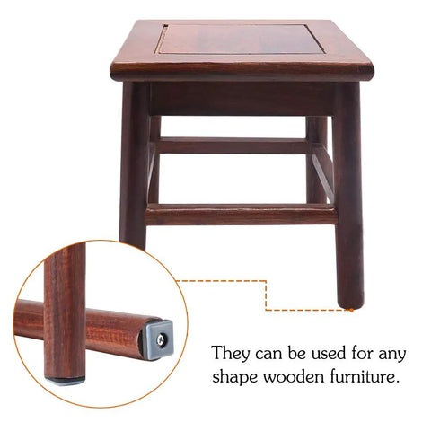 Teflon Furniture Sliders 20 Piece Set 1 Inch Square Glides For Carpet And Hardwood Floors on wooden table legs.