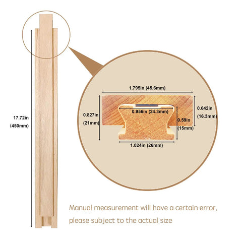 Premium Quality Undermount Drawer Slides Solid Beech Wood Center Mount Track 17 Inch dimensions and measurements for cabinet glides.