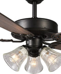 52 Inch Indoor Ceiling Fan With Light And Remote Control Reversible Walnut And Maple Blades Dope Copper Motor 110V ETL Listed