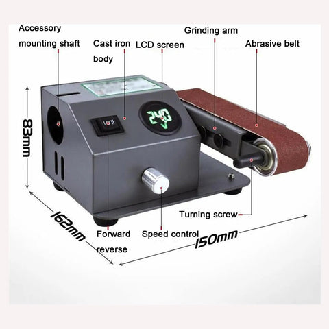 GFJYKDL 350W Wet Dry Belt Sander Electric Knife Sharpener With Polishing Blade Adjustable Multi Function Grinder Machine with LCD display.