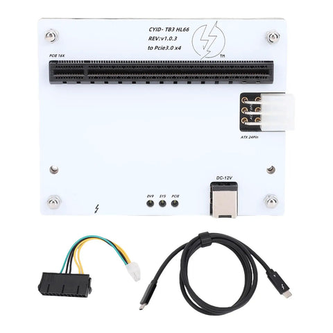 Game Changing Thunderbolt 4 Egpu Dock Enclosure Featuring Pcie X16 Slot for laptop graphics boost, showing ports and power connectors.