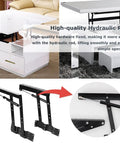 Hydraulic Lift Hinges For Tables 2 Pack 50 Kg Load Capacity featured on adjustable coffee table and black steel hinges close-up
