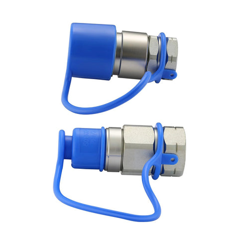 MEASUREMAN blue rubber dust caps for 1/2-inch flat-face hydraulic quick-connect couplers, two units with lanyard