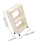 Hella Roomy Rolling Storage Organizer Cart With Smooth Plastic Shelves And Sturdy Rubber Wheels Sweet Beige Utility Shelf Rack dimensions and details.