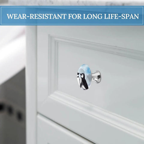 Round Cabinet Knobs With Screws For Dresser Kitchen And Bathroom Stainless Steel Durable Hardware Anti Rust Corrosion Resistant Easy Install No Fuss For Cabinets Drawers And Furniture Makeover Upgrade, penguin design on white drawer