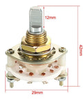 1 Pole 10 Position Rotary Switch Band Selector With 11 Pins, Includes Mounting Nut And Black Plastic Knob, 10mm Mounting Hole