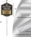 Kick Those Cargo Trucks To The Curb With This Bold No Trucks Past This Point Driveway Sign, 10x12 inch aluminum sign, 35 inch galvanized post.