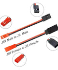 Y Harness Splitter Kit for RC Cars and Traxxas TRX-4 JST Male to JR Male, JST Female to JR Female adapters, 8 Piece JST Set.