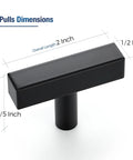 Knockout Matte Black Square Cabinet Pulls Single Hole Kitchen Drawer And Door Hardware 30 Pack dimensions 2 inch length 1-2/5 inch height