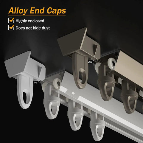 Ultra Thin Aluminum Curtain Track System With Ceiling Mount Seamless Sliding Rod For Heavy Curtains Room Divider Champagne Finish 13 Feet Long 4 Meters, alloy end caps
