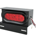 Two Piece Welded Steel Trailer Light Kit With 6 Inch Oval Red Tail Lights Featuring 10 LEDs, black housing, wire connectors view