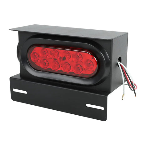 Two Piece Welded Steel Trailer Light Kit With 6 Inch Oval Red Tail Lights Featuring 10 LEDs, black housing, wire connectors view