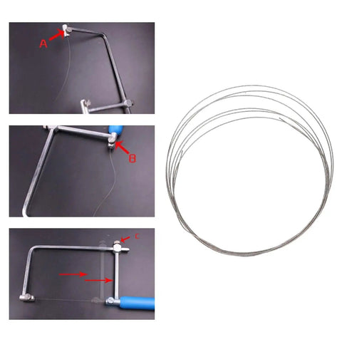 Diamond Wire Saw Blade 0.25mm Ultra Fine Cutting Tool For Tile Stone Marble Granite Ceramics Glass Replacement Wire With Minimal Material Loss 1 Meter Length Durable And Cuts Clean, coiled wire and mounted saw frame