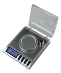 Hella Precise 20g Digital Pocket Scale For Jewelry And Small Loads With Dead On 0.001G Precision Lab Balance showing metallic surface and blue LCD display.