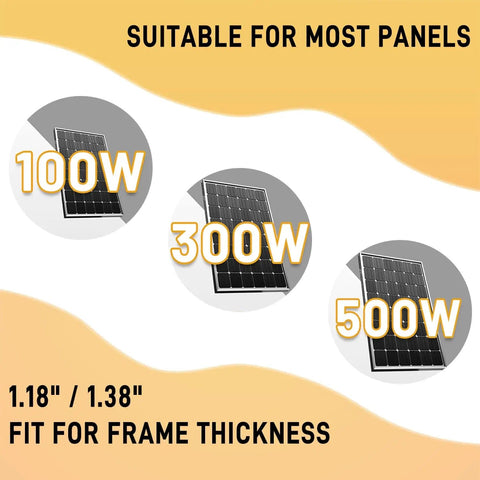 Different solar panel wattages for Heavy Duty Solar Panel Mounting Kit With Rails And Clamps For Tin Or Flat Roofs, 4 Panel Row Assembly