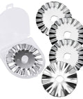 Set of 5 45mm pinking rotary cutter blades with wavy zigzag edges and storage case, universal replacement for fabric cutting