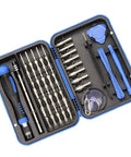 Get The Ultimate 36 In 1 Precision Screwdriver Set With Magnetic Bits For Phone Repair. S2 Steel Torx Hex Cross Driver Kit Is A Total Must Have Tool For DIY Pros And Tech Whizzes Looking To Fix Gear Without The Hassle Of Cheap Stuff., 36-piece blue case open with magnetic precision bits and handles