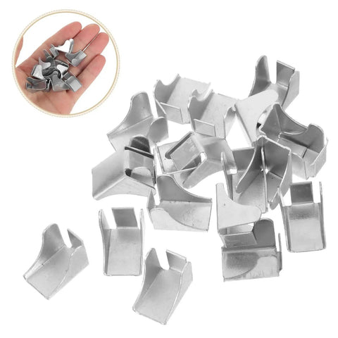 Built Tough Heavy Duty Shelf Clips And Bracket Set for cabinet shelving, rust-resistant metal clips on white background.