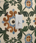 Pro Level Distressed Tiles Vinyl Wallpaper With Badass Leather Texture For Commercial Spaces And Home Renos Paste Required Super Durable Type Two Wallcovering Custom Printed Just For You Killer Interior Decor with white switch plate.