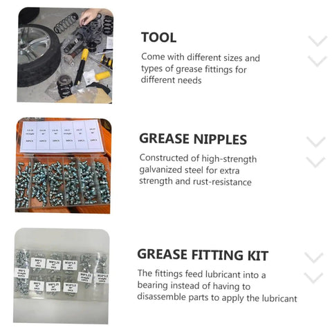 260 Piece Hydraulic Grease Fitting Kit With Straight And Angled Nozzles For Cars Trucks And Machinery Ready To Roll Efficient Lubrication