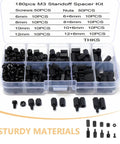 Nylon Standoff And Screw Kit 180 Piece With Nuts For Easy Install Hex Spacers Built For Automotive And Large Projects No Fuss Quick Install Durable Hardware Set For DIY Electronics And Mounting Needs, 180pcs M3 black organizer