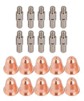 Badafaci Plasma Cutter Consumables Electrode Nozzle Kit For S25 And S45 Torch Featuring 10 Pr0110 Parts And 10 Pd0116 Tips totaling 20 Pieces with copper nozzles and electrodes.