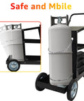 Heavy Duty Welding Cart For MIG TIG Welders And Plasma Cutters With 3 Tilt Table Layers, gas cylinder secured by safety chains