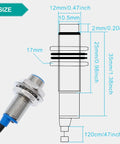 Diagram of Hall Effect Proximity Switch With 10 mm Sensing Distance Magnetic Proximity Sensor NPN 3 Wire Normally Open DC 5-30V M12 Connector