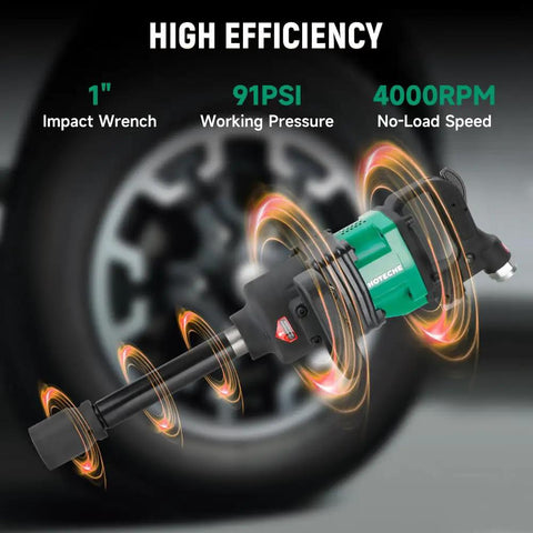 1 Inch Air Impact Wrench Kit Pumping Out 2211 Ft Lbs Beast Mode Torque With Twin Hammer Pneumatic Build and visible tire.