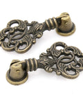 Vintage Pendant Pull Handles Set Of 4 In Distressed Antique Brass, Zinc Alloy Cabinet Dresser Wardrobe Pulls With Entangled Leaves Design