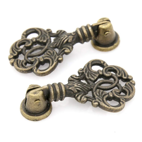 Vintage Pendant Pull Handles Set Of 4 In Distressed Antique Brass, Zinc Alloy Cabinet Dresser Wardrobe Pulls With Entangled Leaves Design