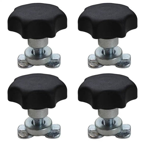 Set of 4 L Track Double Lug Threaded Stud Fitting With Knob for heavy duty vehicle mounting and gear securing in cargo vans, trucks, rigs.