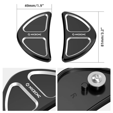 Black Batwing Fairing Rearview Mirror Hole Plug Inserts And Screws For Harley Street Glide FLHX 2014-2023, size and detail view