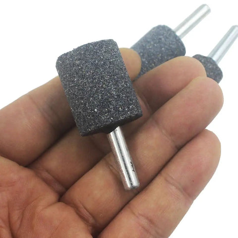 25Mm Cylindrical Grinding Stone Set With 1/4 Inch Shank For Rotary Tools And Drills, held in hand, aluminum oxide material