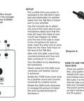 Diagram and instructions for setting up MXR M222 Talk Box Effects Pedal with built-in amp and controls.