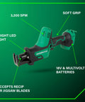 18V Cordless One Handed Reciprocating Saw, Ultra Lightweight And Compact, Go To High Speed 3,200 SPM, Versatile Blade Compatibility