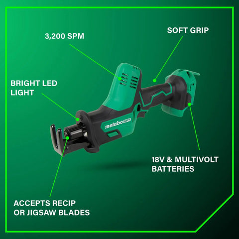 18V Cordless One Handed Reciprocating Saw, Ultra Lightweight And Compact, Go To High Speed 3,200 SPM, Versatile Blade Compatibility